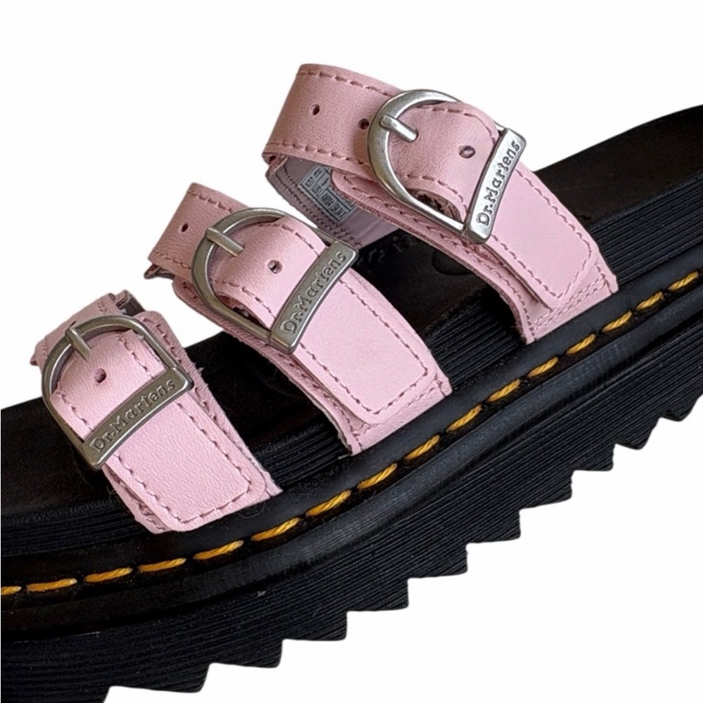 Women’s Dr. Martens Blaire Leather Slide Sandals in Pink - Picture 4 of 9
